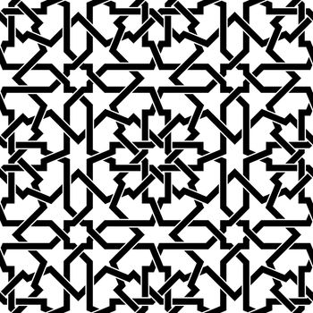 Seamless arabic geometric ornament based on traditional arabic art. Muslim mosaic. Turkish, Arabian tile on a white background made by netting