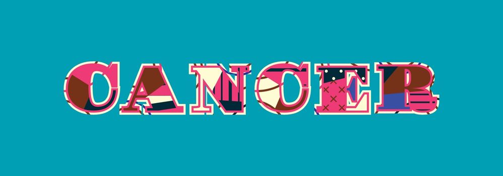 The word CANCER concept written in colorful abstract typography. Vector EPS 10 available.