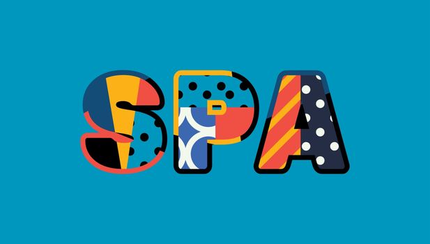 The word SPA concept written in colorful abstract typography. Vector EPS 10 available.