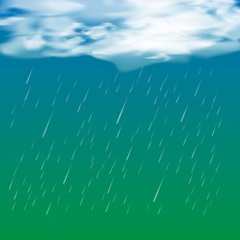 Rain Drops and Cloud on Blue Green Gradient Background