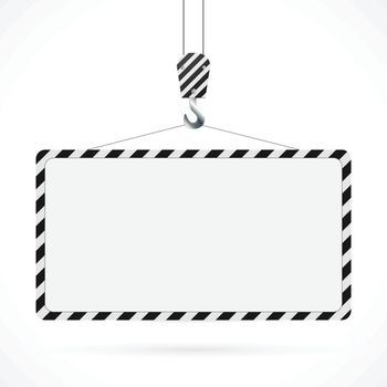 Illustration of a construction road sign and hook isolated on a white background.