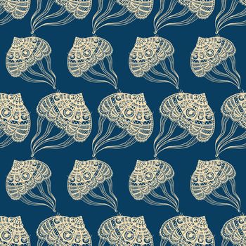 seamless pattern with abstract large jellyfish. vector isolate