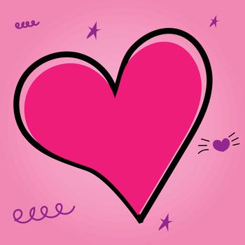 Vector illustration. Pink heart painted with hands on apinkbackground.