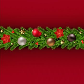 Christmas Garland Poster With Gradient Mesh, Vector Illustration