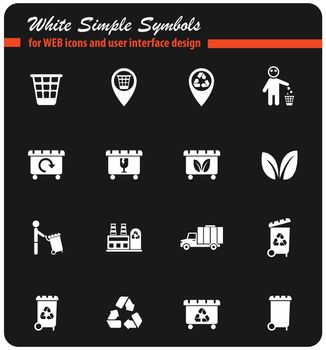 garbage white vector icons for web and user interface design