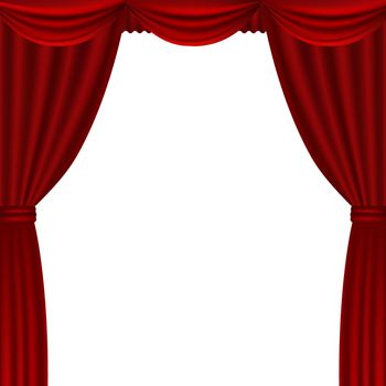 Red Theater Curtains With Gradient Mesh, Vector Illustration