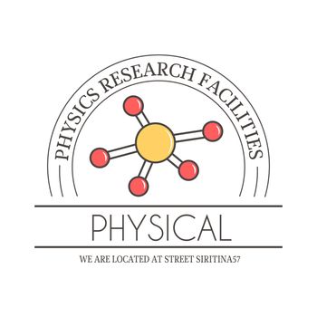 physical school education vector illustration. Atom scientific research label. Abstract icon molecular symbol element design.
