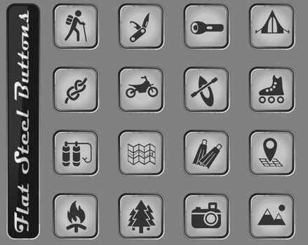 active recreation web icons on the flat steel buttons