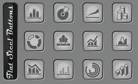 information graphic vector web icons on the flat steel buttons
