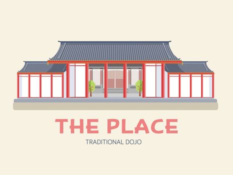 Country Japan travel vacation of place and feature. Set of architecture, item, nature background concept. Infographic traditional ethnic flat, outline