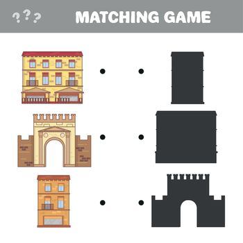 Find the correct shadow. Educational matching game for children. Cartoon vector illustration