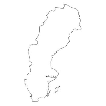 Sweden - solid black outline border map of country area. Simple flat vector illustration.