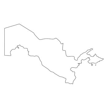 Uzbekistan - solid black outline border map of country area. Simple flat vector illustration.