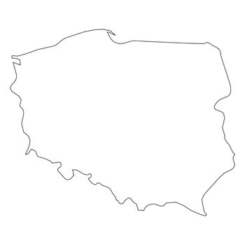 Poland - solid black outline border map of country area. Simple flat vector illustration.
