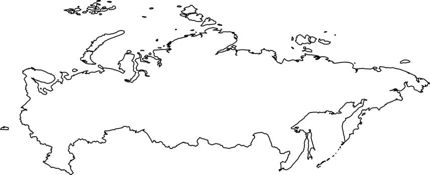 Russia - solid black outline border map of country area. Simple flat vector illustration.
