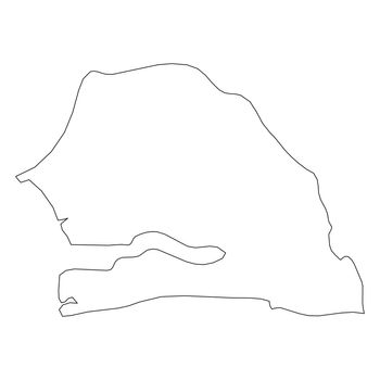 Senegal - solid black outline border map of country area. Simple flat vector illustration.