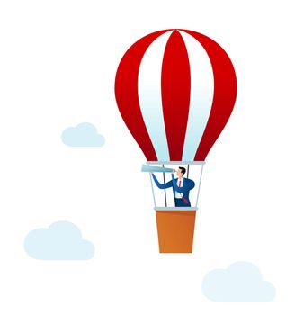 businessman ride an air balloon to see more opportunity