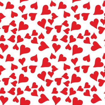 white seamless pattern with red heart for valentine day. vector