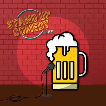 stand up comedy beer theme vector art illustration