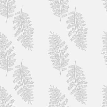 fern frond silhouettes on gray background seamless pattern. Floral print. 10 eps