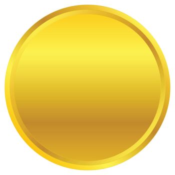 Golden circle badge shape isolated on white.