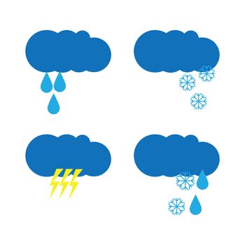Vector illustration. Set of weather multicolored icons. Flat style