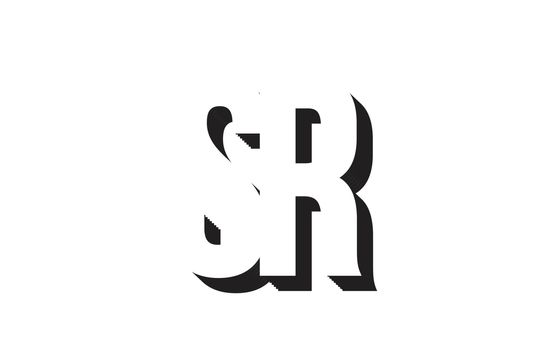 Black and white sr s r alphabet letter combination suitable as a logo for a company or business