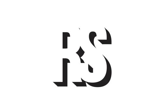 Black and white rs r s alphabet letter combination suitable as a logo for a company or business