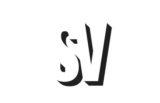 Black and white sv s v alphabet letter combination suitable as a logo for a company or business