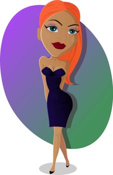 Vector illustration of a young sexy cartoon red woman