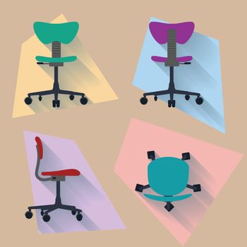 Four direction chair with flat design
