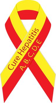 Cure Hepatitis ribbon  awareness vector illustration isolated on a white background