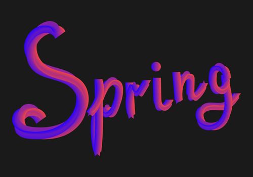 colorful tube lettering 3d style Spring for banner, cards and other design element