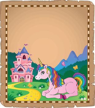 Parchment with lying unicorn theme 3 - eps10 vector illustration.