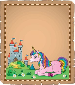 Parchment with lying unicorn theme 4 - eps10 vector illustration.