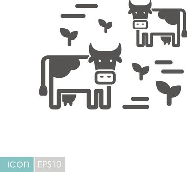 Cow on a pasture icon. Agriculture sign. Graph symbol for your web site design, logo, app, UI. Vector illustration, EPS10.