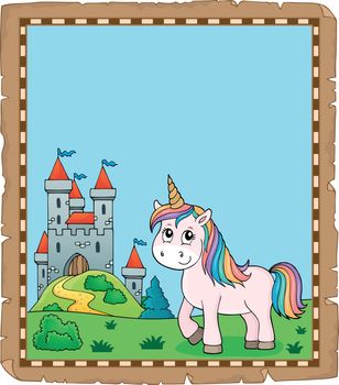Cute unicorn topic parchment 2 - eps10 vector illustration.