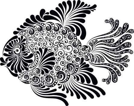 vector illustration of ornamental fish with lush fins