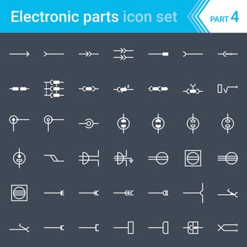Complete vector set of electric and electronic circuit diagram symbols and elements - electrical connectors, sockets, plugs and jack