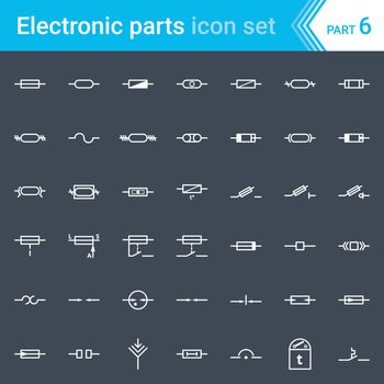Complete vector set of electric and electronic circuit diagram symbols and elements - fuses and electrical protection symbols
