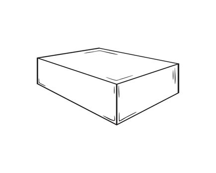 Small closed box. Sketch of the paper or cardboard package.
