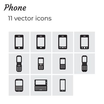 Phone - collection of icons. Simple linear icons.