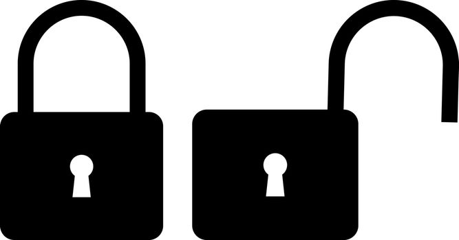 Locked and unlocked padlock icon, padlock icon