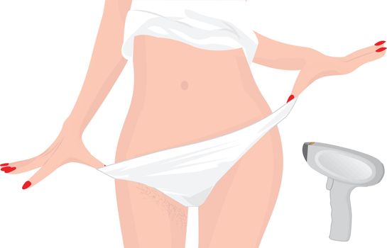 Lazer hair removal results on a woman body vector illustration