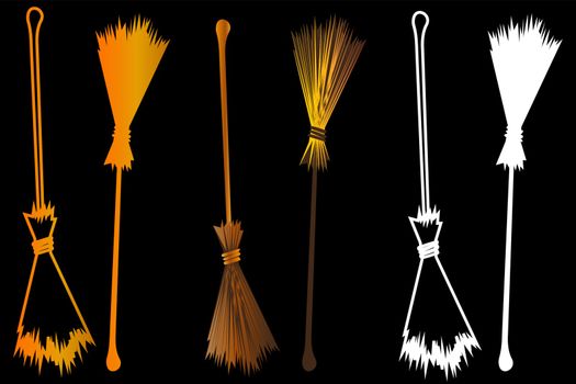 Halloween witches broomstick, Witches broom illustration vector