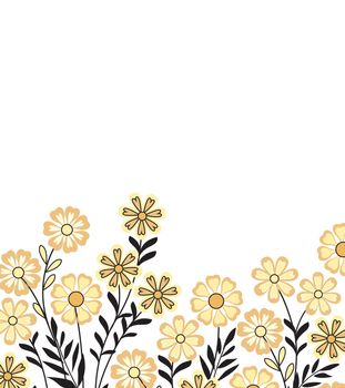 Vector illustration of a flowers with leaves. Floral background. Greeting cards
