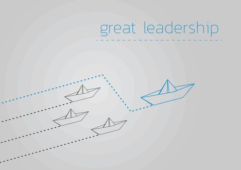 Great leadership concept illustration with folded paper boat.