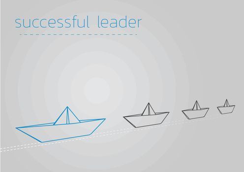 Successful leader concept illustration with a folded paper steamboat.