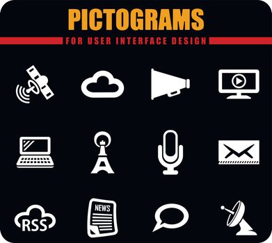 Media professional vector pictograms for user interface design