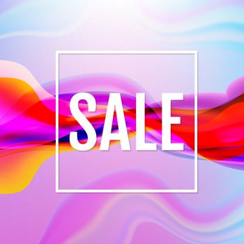 Colorful Flow Poster With Line Sale Poster With Gradient Mesh, Vector Illustration